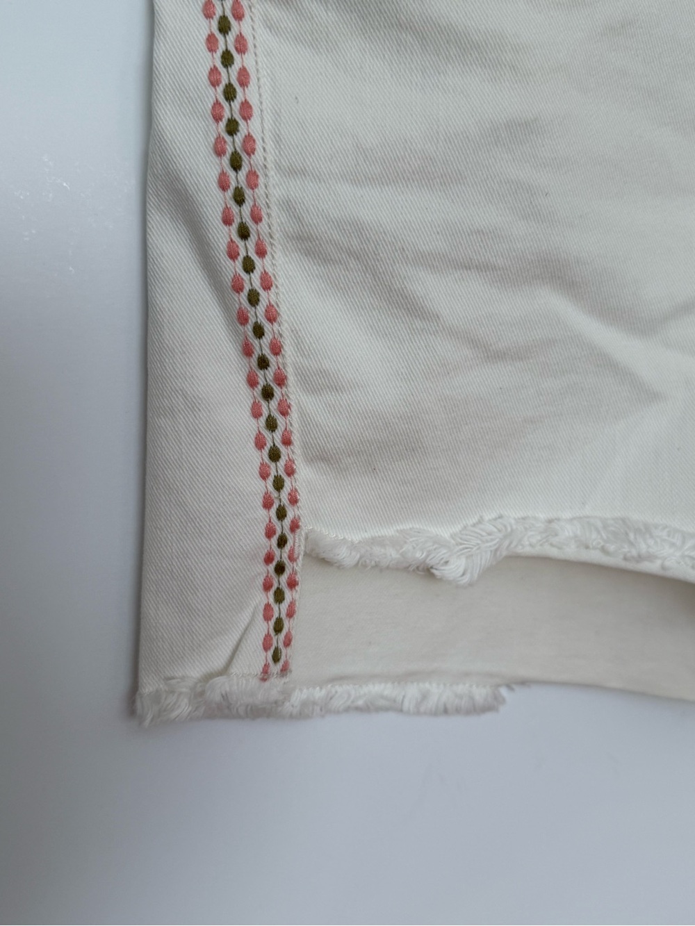 Anthropologie Women’s Cream High-Rise Denim Shorts with Side Trim - Picture 4 of 6